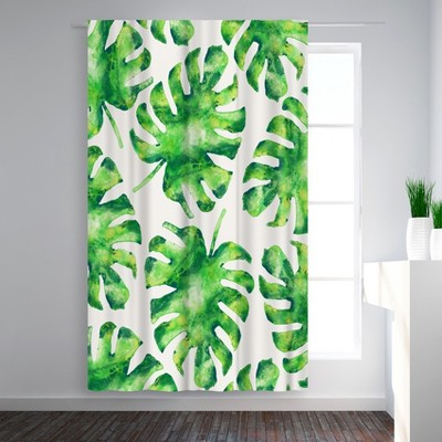 Americanflat Monstera Leaves by Tracie Andrews Blackout Rod Pocket Single Curtain Panel 50x84