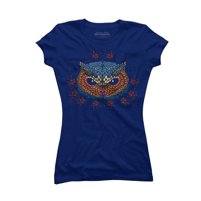 Junior's Design By Humans Owl face By LetterQ T-Shirt