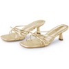 BLISSFUL STEP Women's Square Toe Strappy Kitten Heel Slide Sandals - 2 of 4