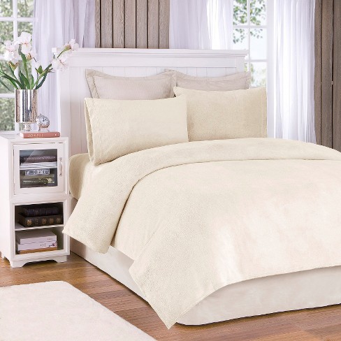 Soloft Plush Sheet Set Cream King Target