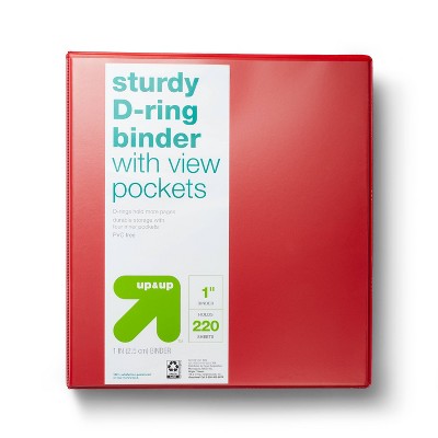 1" 3 Ring Binder Clear View Red - up & up™