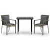 vidaXL 3 Piece Patio Dining Set with Cushions Black and Gray Poly Rattan - 2 of 4