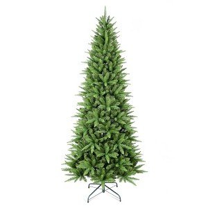 NAYSAYE 6FT Slim Christmas Tree with Mixed PE PVC Needles for Corner and Small Space Holiday Decor, Green, 36"*36"*72" - 1 of 4