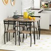 Costway 5PCS Dining Table Set 4 Chairs Wood & Metal Frame Space-saving Kitchen Furniture - 2 of 4