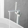 Cobbe Floor Standing Single Handle Tub Faucet with Tub Spout Handheld Shower and 59-Inch Hose Tub Filler Brushed Nickel - 3 of 4