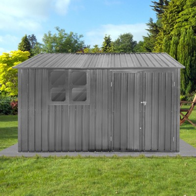 CAVINAS 10ftx8ft Outdoor Garden Shed Large Metal Storage Sheds with Hinged Door and Window for Backyard
