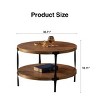 31" Round Wooden Coffee Table with 2-Tier Storage Shelf,Handcrafted Wood Grain and Sturdy Metal Base for Living Room-Baofuwish - 4 of 4