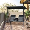 Outsunny 2 Person Covered Porch Swing with Pivot Storage Table, Cup Holder, & Adjustable Overhead Canopy - image 2 of 4