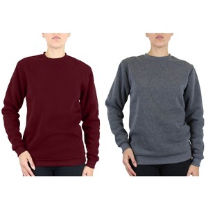 Galaxy By Harvic Women's Loose Fit Fleece-Lined Pullover Sweatshirt-2 Pack - 1 of 2