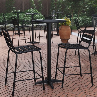 Mellie 23.5" Black Round Aluminum Bar Height Table