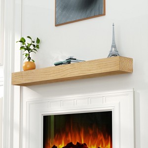 TinyHomie Fireplace Mantel,Wood Floating Fireplace Shelves,Wall Mounted Wooden Display Shelving - 1 of 4