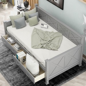 NicBex Modern Twin Size Daybed with 2 Large Drawers,X-shaped Frame for Bedroom,Living Room,Apartment - 1 of 4
