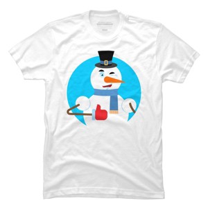 Men's Design By Humans Snowman thumbs up winks emoji. New Year and Christmas By Roplon T-Shirt - 1 of 4