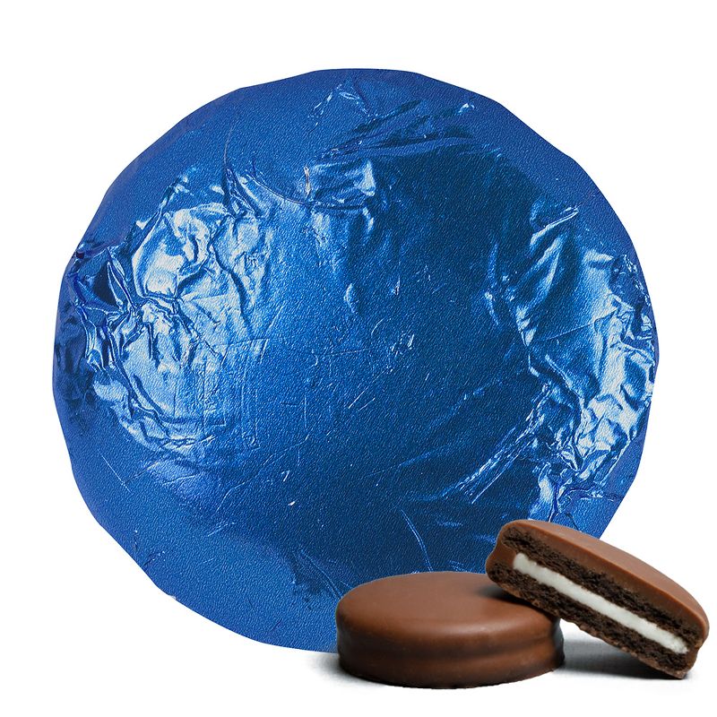 20 Pcs Foil Wrapped Chocolate Covered Oreo Cookies Blue Candy Party Favors, 1 of 2