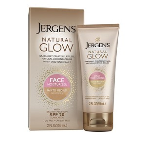 Jergens Natural Glow Face Moisturizer Self Tanner Daily Sunscreen - SPF 20 - 2 fl oz - 1 of 4