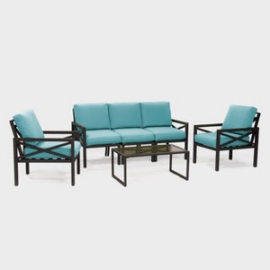 Leisure Made Blakely 6pc Aluminum Seating in Spa Blue Fabric - 1 of 4