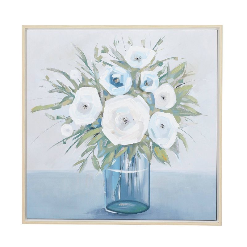 Canvas Floral Bouquet Framed Wall Art with Tan Frame Multi Colored - Olivia &#38; May, 1 of 7