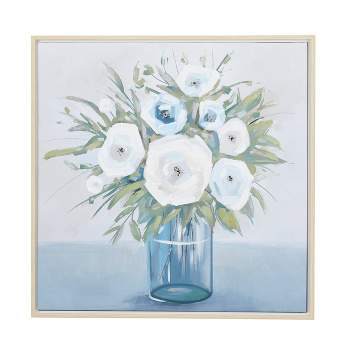 Canvas Floral Bouquet Framed Wall Art with Tan Frame Multi Colored - Olivia & May