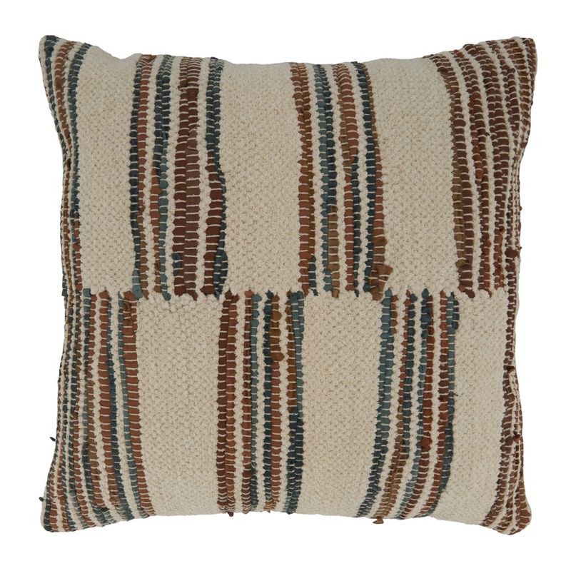 Saro Lifestyle Chindi Stripe Pillow - Down Filled, 20" Square, Multi, 1 of 4