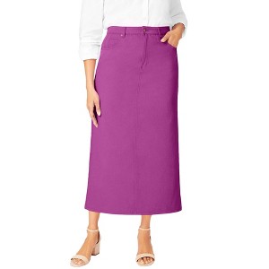 Jessica London Classic Cotton Denim Midi Skirt - 1 of 4