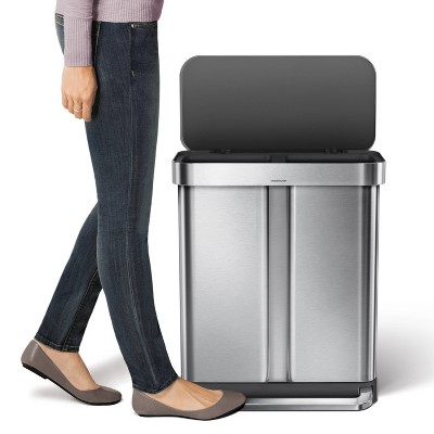 58L Stainless Steel Dual Compartment Recycling Step Trash Can
