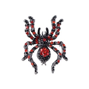 Anna-Kaci Women's Rhinestone Spider Brooch Pin with Black Gemstone Accents - 1 of 4