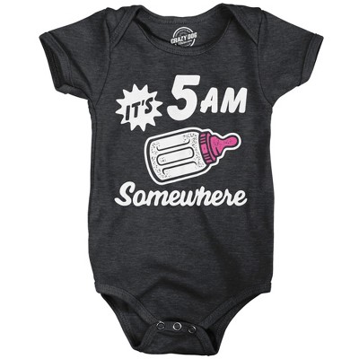 Its 5 AM Somewhere Baby Bodysuit Funny Sarcastic Milk Drinking Graphic Jumper For Infants - Crazy Dog Baby Bodysuit