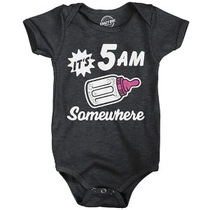 Its 5 AM Somewhere Baby Bodysuit Funny Sarcastic Milk Drinking Graphic Jumper For Infants - Crazy Dog Baby Bodysuit - 1 of 4