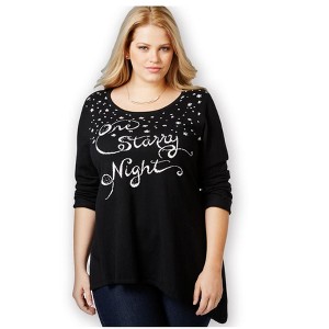 Style & Co. Womens Embellished Script Snowflake Tunic Blouse - 1 of 1