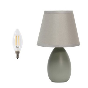 Simple Designs 9.45" Mini Egg Oval Ceramic Table Lamp with Matching Shade (Includes LED Light Bulb) - 1 of 4