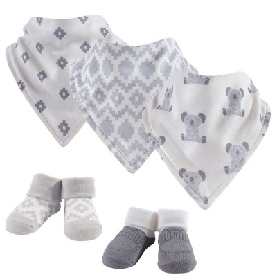 Image of Hudson Baby Infant Cotton Bib and Sock Set 5pk, Koala, One Size