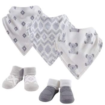 Hudson Baby Infant Cotton Bib and Sock Set 5pk, Koala, One Size