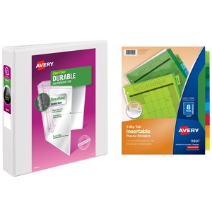 Avery Durable View 3 Ring Binder with 1.5 Inch Rings, 8 Tab Insertable Plastic Binder Dividers, School Supplies Set (01679) - 1 of 4