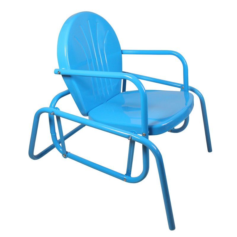Northlight Outdoor Retro Metal Tulip Glider Patio Chair, Sky Blue, 3 of 5