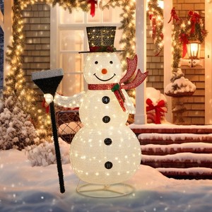 Karl Home 5FT Lighted Snowman with Groom and 200 LED Warm White Lights Christmas  Decorations - 1 of 4