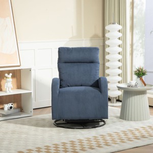 Modern Corduroy Swivel Glider Rocking Chair Upholstered Swivel Accent Armchair With Side Pocket Rocking Chair For Nursery-Cuddlewood - 1 of 4