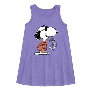 - Peanuts - Joe Cool Hee Hee Hee Graphic Sleeveless Aline Dress - 1 of 4