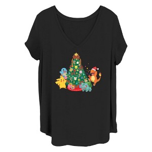 Women's Pokemon Christmas Tree Characters T-Shirt - 1 of 4