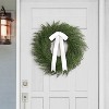 Puleo 22" Artificial PE Cypress Christmas Wreath with White and Silver Bow - 3 of 4