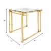 Modern Accent Table with Glass Top, Metal Frame - Stylish Square Side Table for Living Room, Bedroom, Office - End Table for Home Decor - 24" Gold - 2 of 4