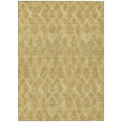 Gold Taupe And Beige Geometric Washable Indoor Outdoor Area Rug
