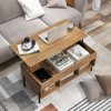 Tangkula Lift Top Coffee Table with Metal Legs Rising Center Table with Hidden Compartment & 3 Open Cubbies Multifunctional Dining Working Table - 2 of 4