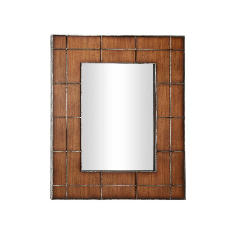 36&#34; x 44&#34; Large Rectangular Wood Wall Mirror with Metal Grid Overlay Golden Brown - Olivia &#38; May, 1 of 5
