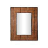 36" x 44" Large Rectangular Wood Wall Mirror with Metal Grid Overlay Golden Brown - Olivia & May