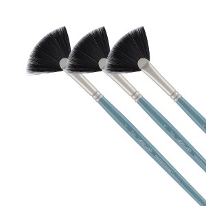 Mimik Professional Watercolor Brushes - Fan Set of 3 - Synthetic Squirrel Hair - Natural Bristle Artist Brushes for Watercolors, Gouache & Acrylics - - 1 of 4