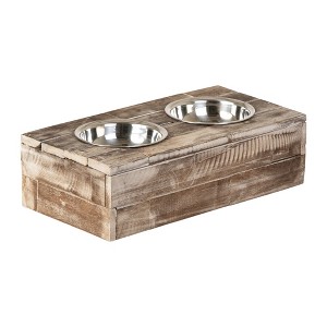 Huntley Pet Elevated Dog and Cat Double Bowl Feeder Stainless Steel Bowls (Berjen, Small) - 1 of 4