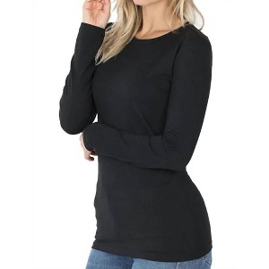 Women's Back To Basic Round Neck Long Sleeve - ZENANA - 1 of 1