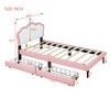 Full/ Twin Size Platform Bed, Upholstered Princess Bed Frame with Crown Headboard -ModernLuxe - 3 of 4