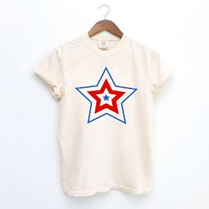 Simply Sage Market Women's Patriotic Three Star Short Sleeve Garment Dyed Tee - 1 of 4
