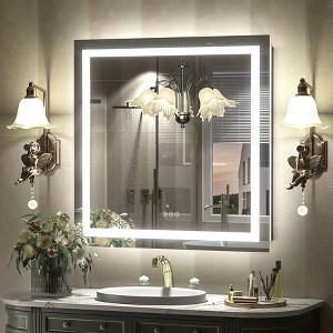Apmir Super Bright Front & Back LED Lighted Anti-Fog Tempered Glass Bathroom/Vanity Mirror with ETL & 3-Year Warranty - 1 of 4